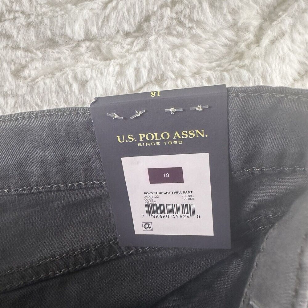 US POLO ASSN. Boys Size 18 Dark Gray 5 Pocket Jeans Brand New, Reinforced Knee - Picture 6 of 16
